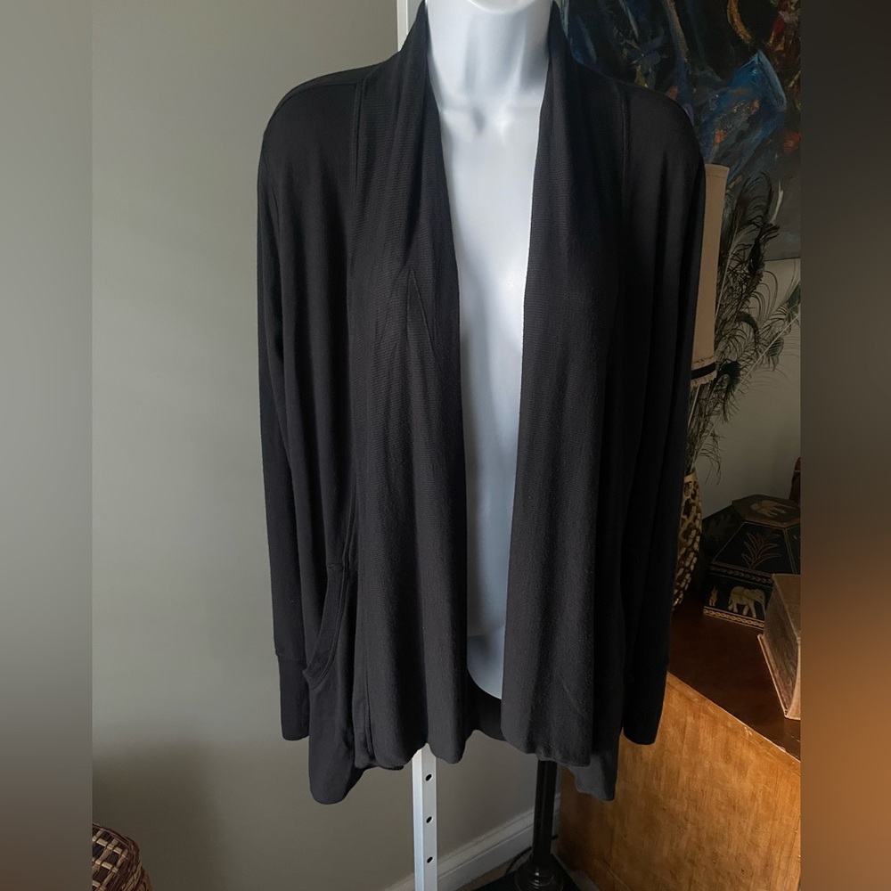 Athleta Black Open Front Cardigan Sweater Size Small Lightweight Layering
